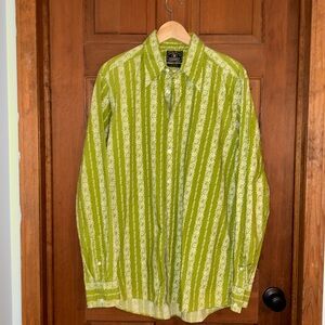 Lucky Brand long sleeve button down- green with floral pattern. Men’s Large